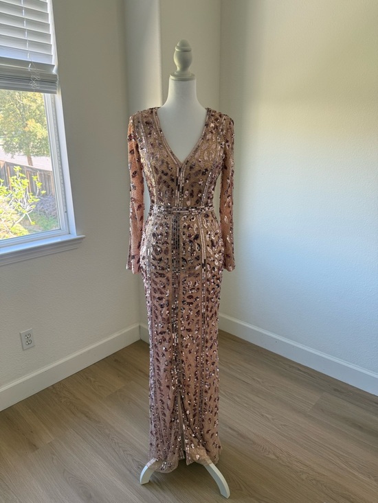 Mac Duggal Dresses & Skirts - Mac Duggal Rose Gold Sequin V-Neck Long Sleeve Gown